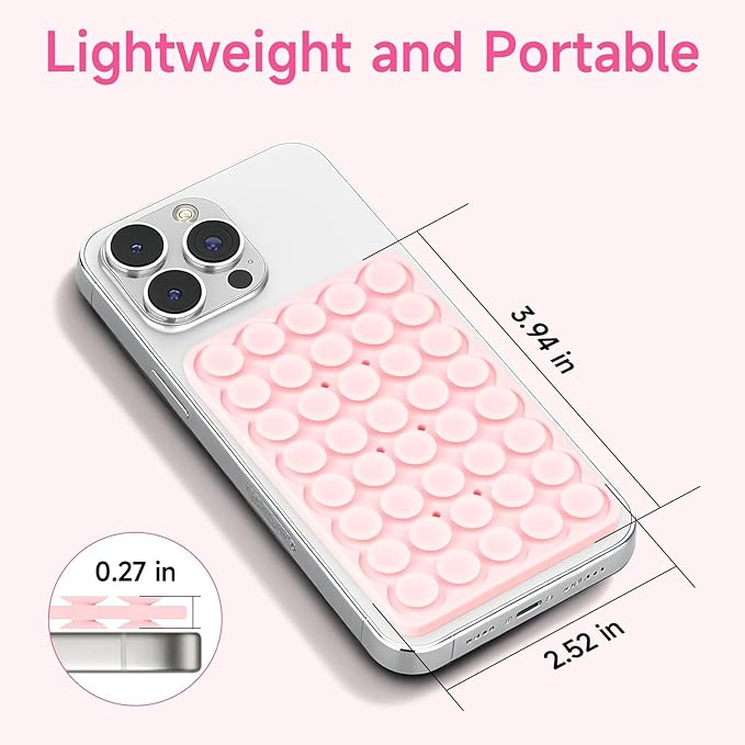 Silicone Suction Cup Phone Case Mount Double Sided, Phone Accessories Hands-Free Strong Grip Holder for Selfies and Videos, Silicon Phone Stand for iPhone and Android Dark Pink