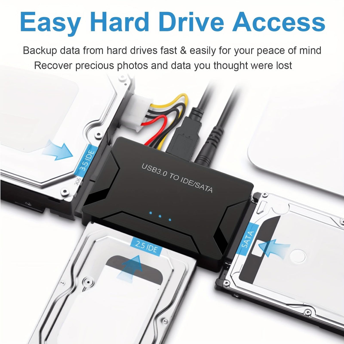 USB 3.0 to SATA IDE Adapter for 2.5" 3.5" SSD HDD Hard Drive Reader 5Gbps