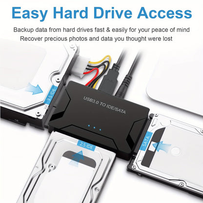 USB 3.0 to SATA IDE Adapter for 2.5" 3.5" SSD HDD Hard Drive Reader 5Gbps