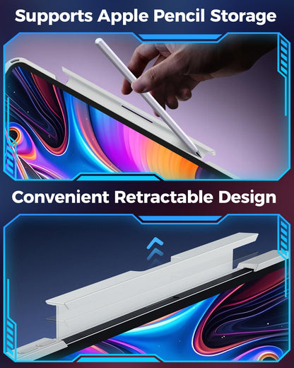 SIBEITU Keyboard Case for iPad Pro 13 Inch M5 2025 / M4 2024, Clear Wireless Keyboard iPad Pro 13inch Cover with Multi-Touch Trackpad, 7-Color Backlight & 3-Brightness, Visible PCB Tech Design, White