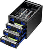 Hybrid 3*2.5/3.5" SATA HDD/SSD+3* M / B+M Key M.2 NVMe Enclosure with Cooling Fan and USB A/C 3.2 Gen 2, Hard Drive Enclosure Support 90TB(3*22TB HDD+3*8TB 2230/2242/2260/2280/22110 SSDs)