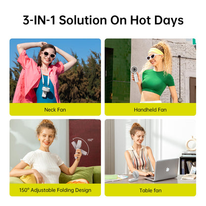 JISULIFE Portable Handheld Fan Life7: 3-in-1 Hand, Desk & Neck Fan-Gery