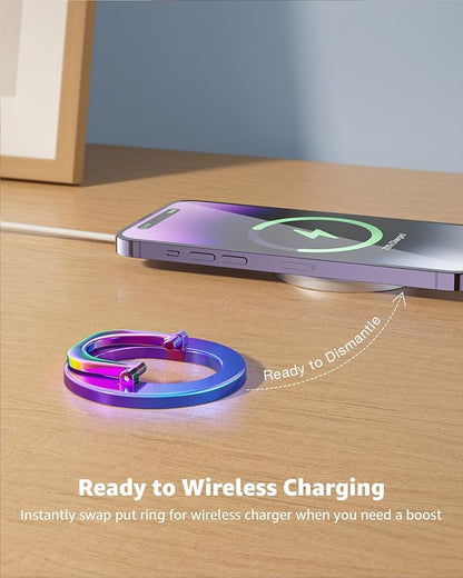 [2025 Newest] SUPERONE for MagSafe Phone Grip, Stylish Cool Magnetic Ring Holder with Adjustable Stand, Removable MagSafe Accessories Only for iPhone 16/15/14/13/12 Series and Mag Safe Case - Colorful