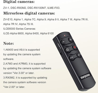 for Sony Wireless Camera Remote Control Shutter Release Compatible with Sony A7C,A7III,ZV-1,ZV-E10,ZV-1F,A6100,A6400,A6700,A7IV,RX100 VII,A9,A9 II,DSC-RX0 II,DSC-RX100 VII,Replace RMT-P1BT