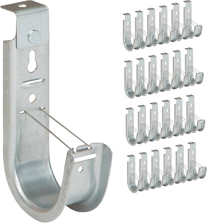 ICC Ceiling Mount J Hook 2” with Retainer Clip - Galvanized Steel Cable Management Hooks for Hanging Cable - Rust-Resistant, EIA and TIA Compliant - 2 Inch 25-Pack