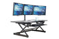 Rocelco 32" Height Adjustable Standing Desk Converter - Sit Stand Computer Workstation Riser - Dual Monitor Retractable Keyboard Tray Gas Spring Assist - Black (R EADRB2)