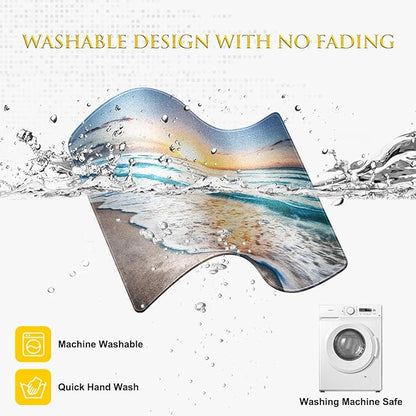 JIKIOU 3 Pack Mouse Pad with Stitched Edge, Comfortable Mouse Pads with Non-Slip Rubber Base, Washable Mousepads Bulk with Lycra Cloth, Mouse Pads for Computers Laptop Mouse 10.2x8.3x0.12in Beach