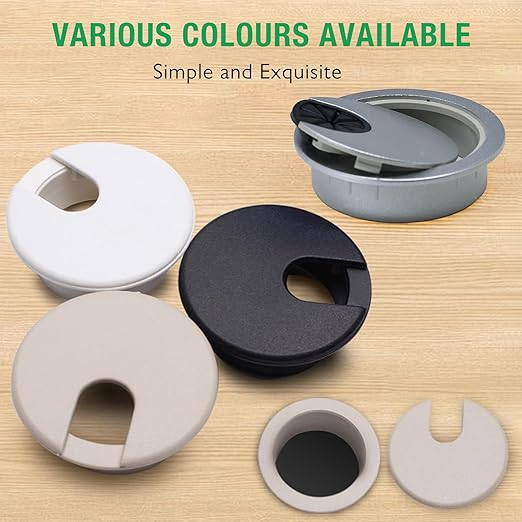 5 Pcs Desk Grommet 1-1/2" / 38 mm, Desk Cord Hole Cover, Cable Grommet ABS Plastic, Desk Hole Grommet for Home & Office Pc, Detachable Cable Cord Organizer-White