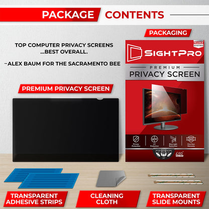 SightPro 22 Inch 16:10 Computer Privacy Screen Filter for Monitor - Privacy Shield and Anti-Glare Protector