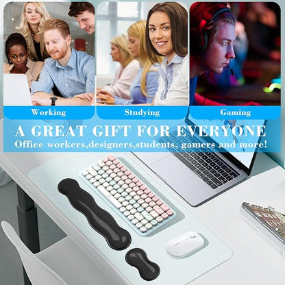 Gel Wrist Rest for Keyboard and Mouse, Wrist Rest for Keyboard, Mouse Wrist Support, Pain Relief, Cool Touch, Non-Skid, Keyboard and Mouse Wrist pad Set
