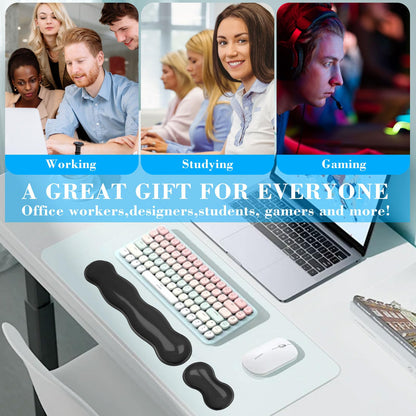 ABRONDA Gel Wrist Rest for Keyboard and Mouse, Wrist Rest for Keyboard, Mouse Wrist Support, Pain Relief, Cool Touch, Non-Skid, Mouse Wrist pad
