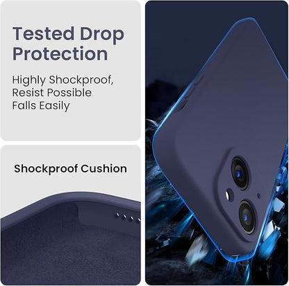 FireNova Designed for iPhone 14 Case, Silicone Upgraded [Camera Protection] Phone Case with [2 Screen Protectors], Soft Anti-Scratch Microfiber Lining Inside, 6.1 inch, Navy Blue