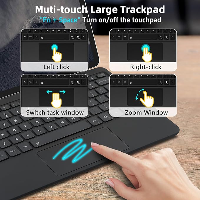 Magnetic Bluetooth Keyboard Cover for Surface Pro 12" 1st 12 inch Laptop Released in 2025 with Backlit (Black)
