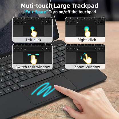 Magnetic Bluetooth Keyboard Cover for Surface Pro 12" 1st 12 inch Laptop Released in 2025 with Backlit (Dark Grey)