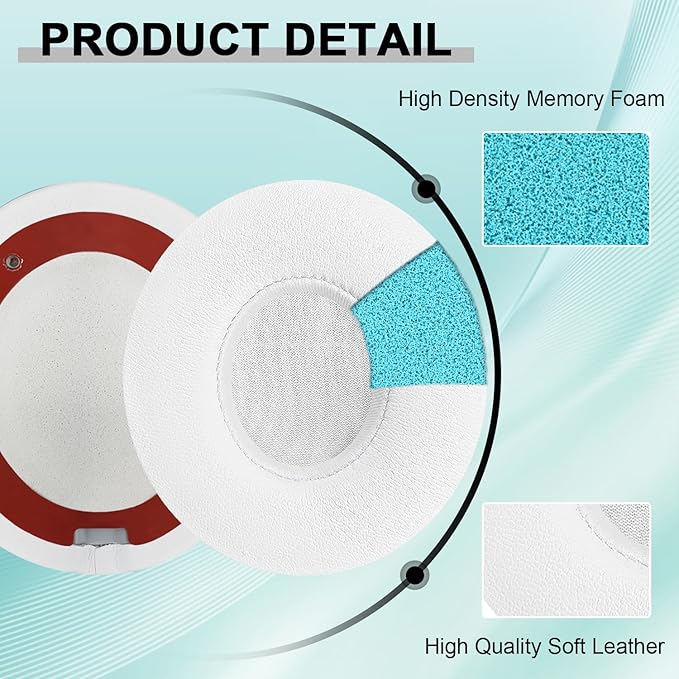 Replacement Ear Pads for Beats Solo 2 & Solo 3 Wireless On-Ear Headphones, Ear Cushions, Headset Earpads, Ear Cups Cover with Soft Protein Leather (White)