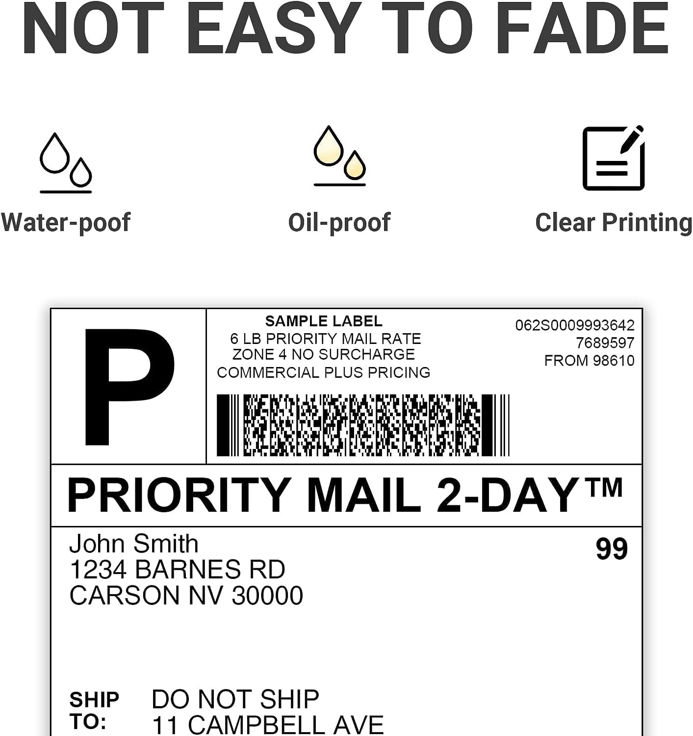 Omezizy 4x6 Thermal Shipping Label (Pack of 2 Roll 500 4x6 Labels)