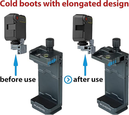 Metal Phone Tripod Mount Adapter Adjustable Phone Mount for Tripod with Arca Base Universal Metal Adjustable Clamp Phone Holder for Tripod (Quick Release Cell Phone Clip)