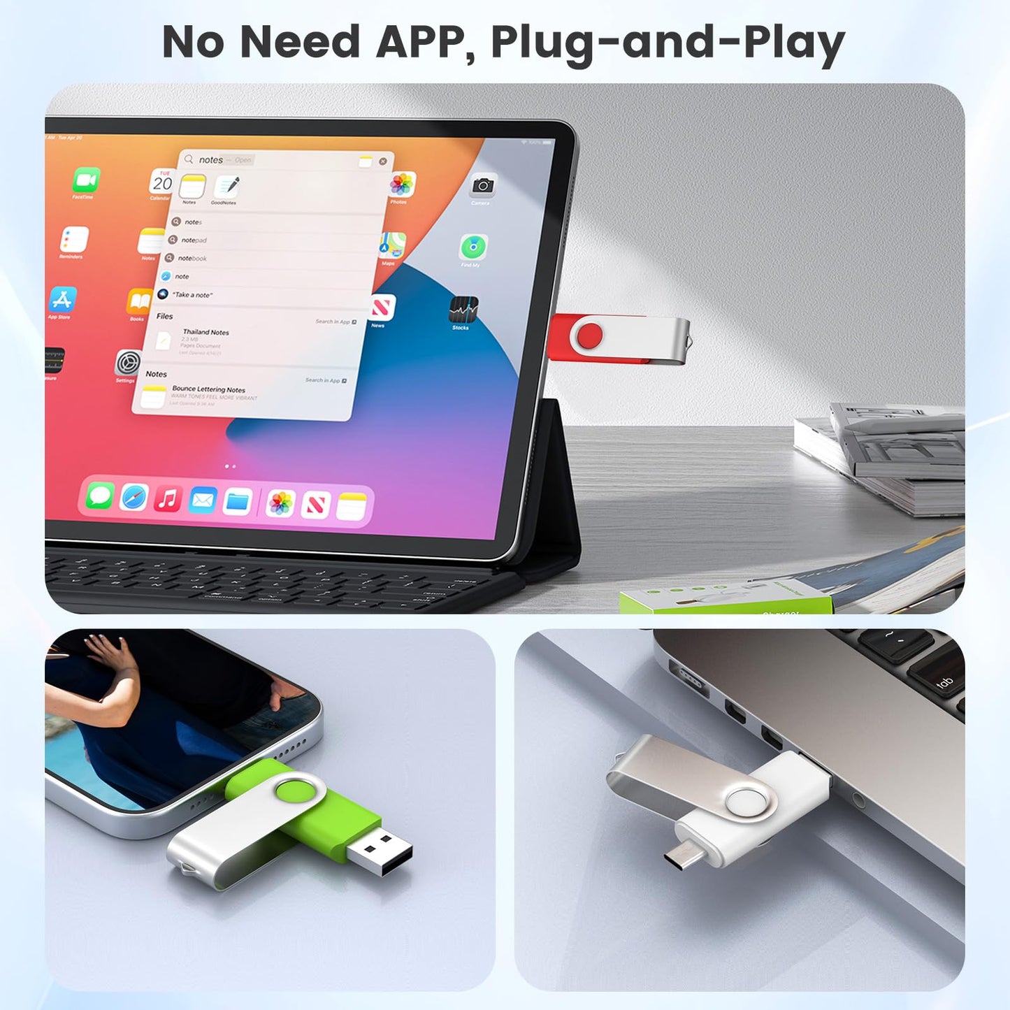 ABLAZE 8GB USB C Flash Drive 10 Pack, OTG USB 2.0+Type C Memory Stick