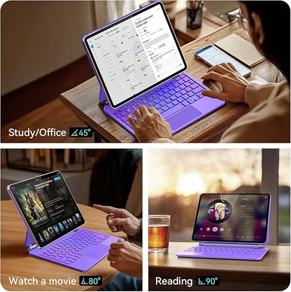 Keyboard Case for iPad Air 13 inch (M2, 2024),iPad Pro 12.9 inch (3/4/5/6th Gen) Magic Magnetic - Easy-Set Floating Cantilever Stand, Multi-Touch Trackpad Backlit Keyboard Case for iPad Air 13