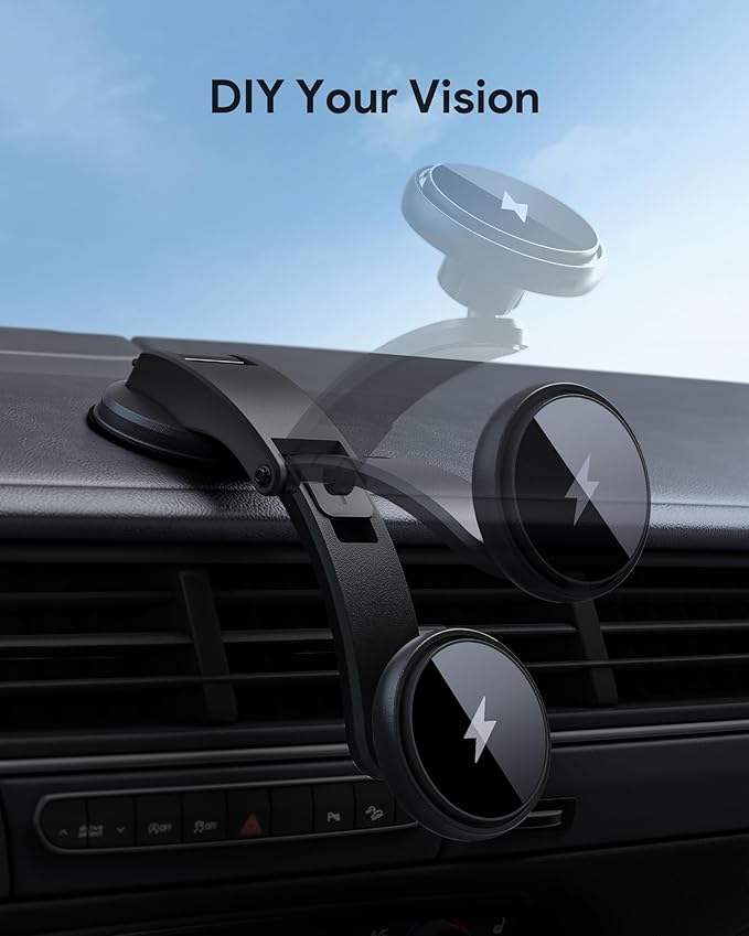 Magnetic Wireless Car Charger Mount 15W Compatible with Magsafe Car Charger SMOONFACE, Dashboard Car Phone Holder for iPhone 16/16 Plus/16 Pro/16 Pro max/15/15 Pro/15 Pro max/14/13/12/12Pro/Mini