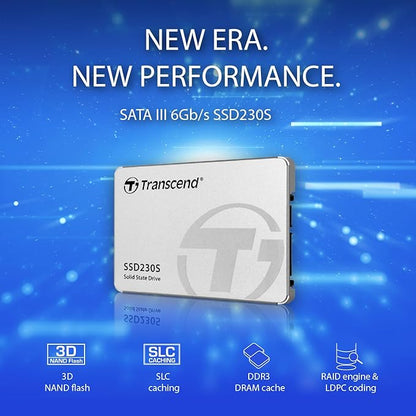 Transcend 128GB 2.5" SATA III 6Gb/s SSD with DRAM, Up to 560MB/s, Compatible with PS4, Laptops&Desktops, PCs&Notebooks, Internal Solid State Drive with SLC Cache, 3D TLC NAND, RAID Engine, LDPC Coding