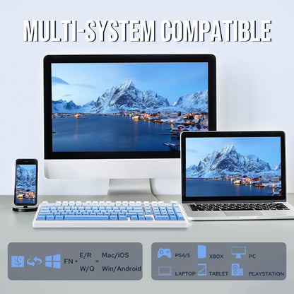 EPOMAKER X Aula F99 PRO Wireless Gaming Keyboard with 8000mAh Battery, Hot Swappable Creamy Keyboard, 2.4GHz/Type-C/BT5.0, NKRO, RGB Backlit for Win/Mac/Gaming (Blue Gradient)
