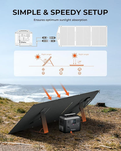 BigBlue SolarPowa 150 Foldable Solar Panel with Kickstands, IP68 Waterproof, 25% High Conversion Efficiency, N-Type Solar Cell, 150W Portable Solar Panel Charger for Camping, RV, Hurricane Blackout