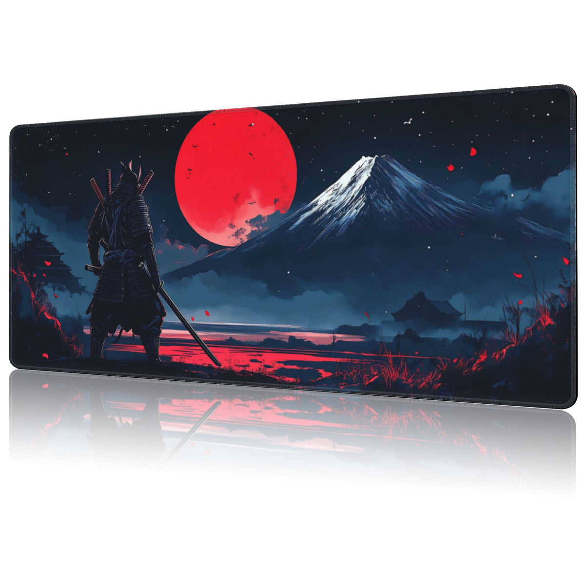 NIYLYNSYN Mouse Pad Large Wave in The Night Sky Non-Slip Game Desk Mat with Stitched Edge Laptop Keyboard Desk Pad for Work Home Gaming (35.4 x 15.7 Inches)