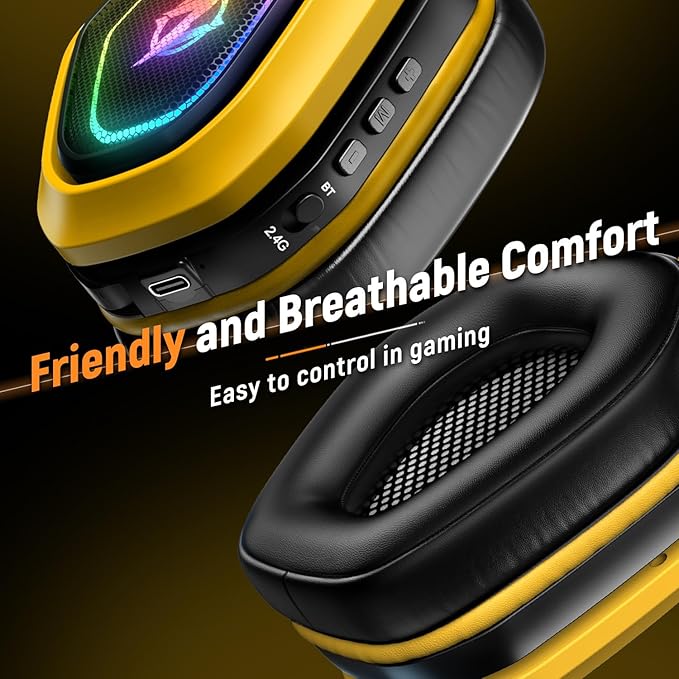 Wireless Gaming Headsets for PC, Ps5, Ps4 - Lossless Audio USB-A & USB-C Gaming Headphones with Flip Mic, 30-Hr Battery Bluetooth Headset for Switch, Laptop, Mobile, Mac