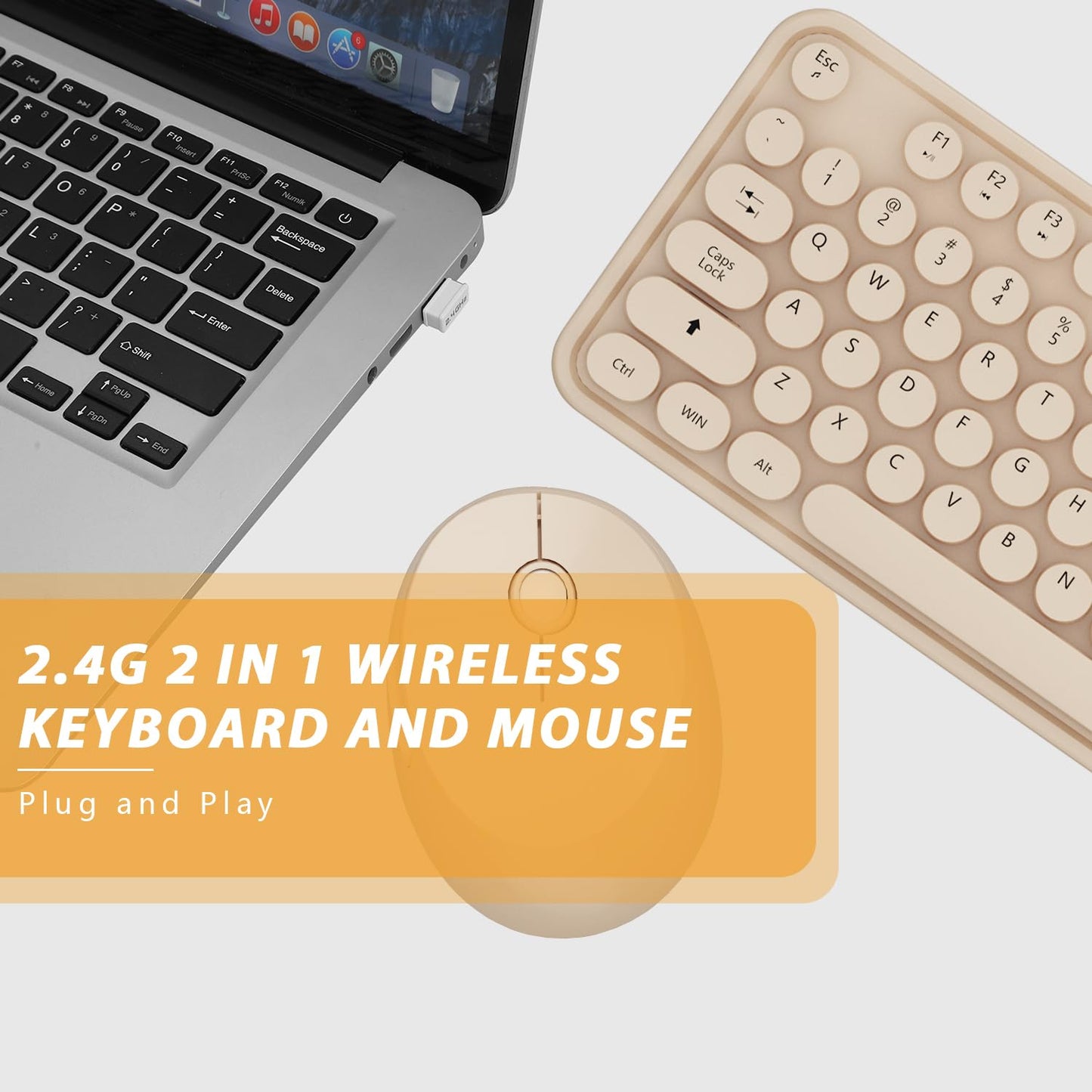 KOOTOP Cute Colorful Wireless Keyboard and Mouse Combo