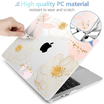 MEEgoodo Case for M5/M4/M3/M2 MacBook Air 13 inch 2026 2025 2024 2022, Fit Model A3449/A3240/A3113/A2681, Case Compatible with MacBook Air 13.6-inch, Tropical Pink Flowers