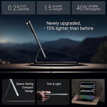typecase Edge Keyboard Case for iPad Pro 11-inch (M4) 2024,Magic Keyboard with 11 Colors Backlight for iPad Pro 11,Keyboard Case with Pencil Holder,Multi-Touch Trackpad, Easy-Set Magnetic Stand,Black