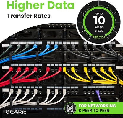 GEARit Cat 6 Ethernet Cable (1-Pack 1 Foot) Cat6 Network Patch, 10Gbps, RJ45, Snagless Cord, Gold-Plated Connectors, Internet for PC, TV, Tablet, Router, Printer, Servers, IT Data Center - White