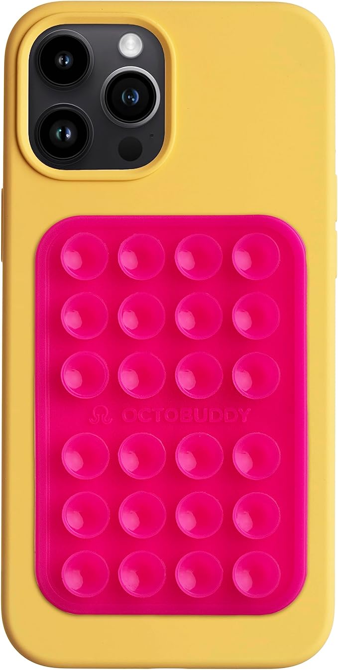 OCTOBUDDY Classic MAX - Silicone Suction Phone Case Adhesive Mount - Hands-Free, Strong Grip Holder for Selfies and Videos - iPhone and Android Compatible - 2.6″ x 3.9″