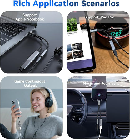 5PCS USB C Splitter for KZ ZS10 PRO, CCZ CA01 USB C to 3.5mm Audio Headphone and Charger Adapter, Type C Headphone Splitter 1 in 2 Out, Dongle Audio Cable DAC for Samsung Galaxy S25/S24 (USBC-3.5MM)