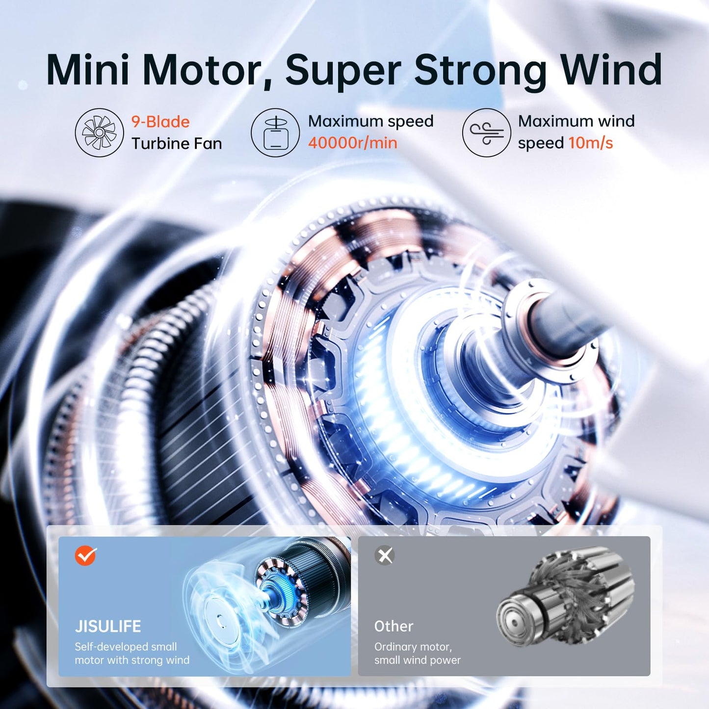 JISULIFE Portable Handheld Fan Life9, Turbo Airflow, Up to 12H Runtime