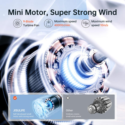 JISULIFE Portable Handheld Fan Life9, Turbo Airflow, Up to 12H Runtime