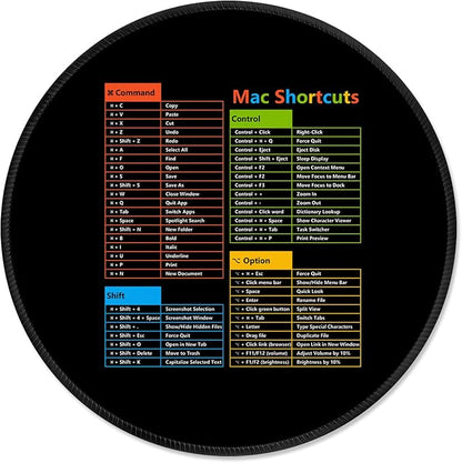 ITNRSIIET Mouse Pad Non-Slip Rubber Base Smooth Surface Stitched Edges Waterproof Durable Compatible with All Mice for Office & Gaming, Desk Accessory, Diameter 8.7 inch, MacShortcuts