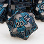 ORIFANTOU 7PCS Metal DND Dice Set with Box, Debris RPG Black Blue D and D Dice for use with D&D Tabletop Games Role Playing Game Polyhedral Dice Set D20 D12 D10 D8 D6 D4
