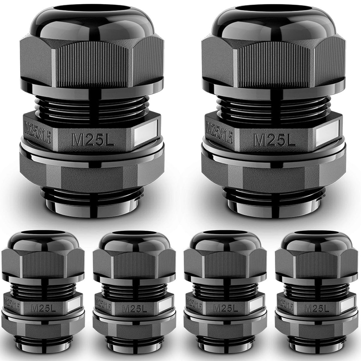 QILIPSU 10pcs M12L Long Thread Cable Gland Waterproof IP68 Nylon Strain Relief Cord Grip Cable Pass Through Wire Connector