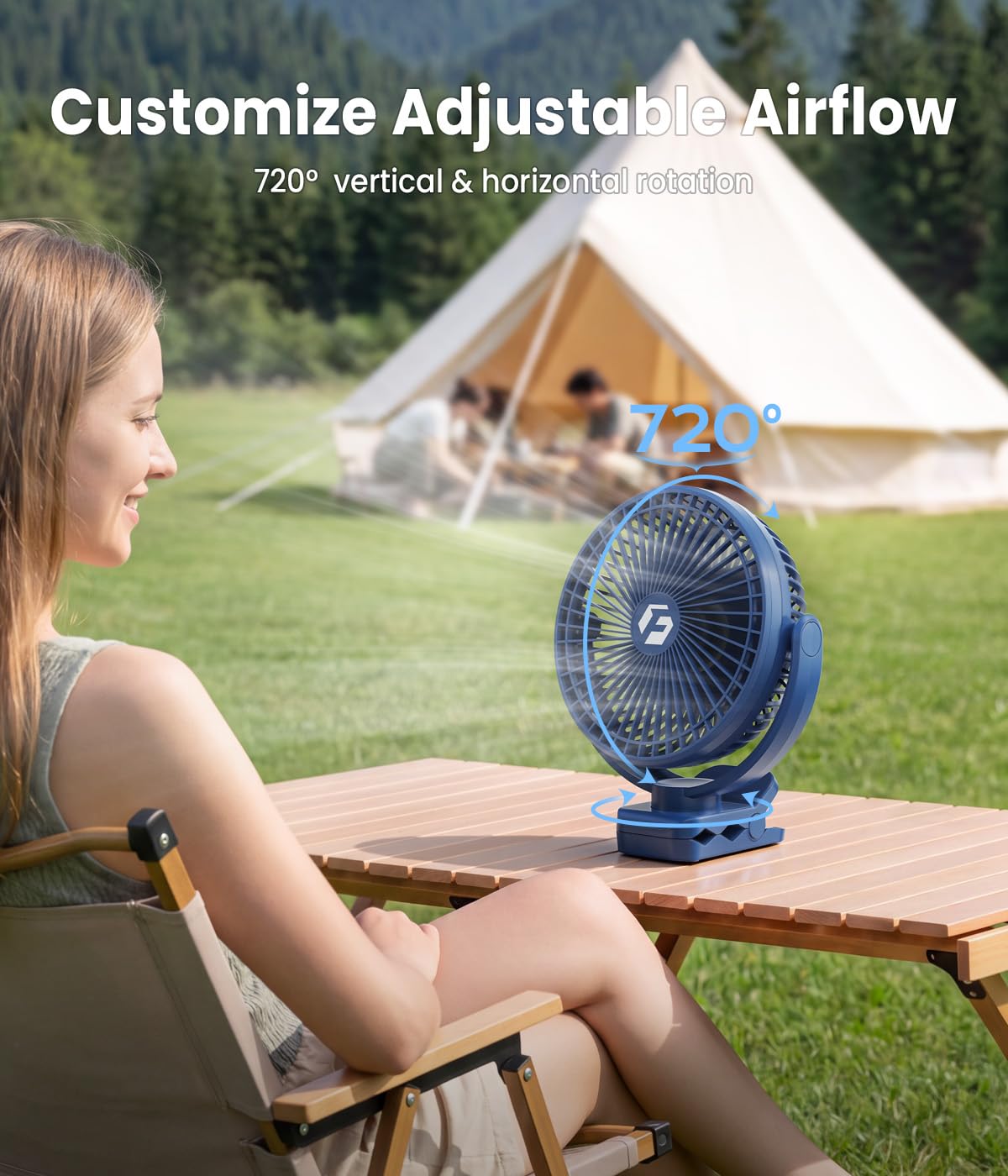 8" Clip on Fan, 20000mAh Rechargeable Fan Battery Portable, Strong Airflow