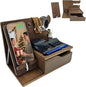 3-in-1 Wood Phone Docking Station Organizer with Drawer & Hidden Charging Hole for Phone, Keys, Glasses & Accessories, for Men (WALNUT, 01)