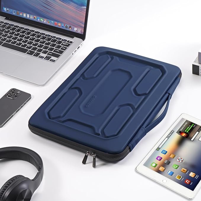 DOMISO 14 inch Laptop Sleeve with Handle Shockproof Computer Bag Waterproof EVA Protective Carrying Case for 14" ThinkPad E480/Yoga 920/13.5" Microsoft Surface Book/HP Pavilion 14 Stream 14,Dark Blue