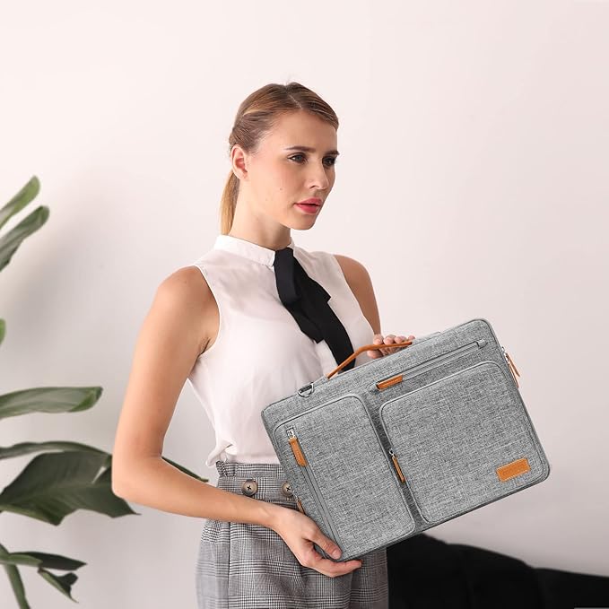 MOSISO 360 Protective Laptop Shoulder Bag,15 inch Computer Bag Compatible with MacBook Air M4 M3 M2/Pro A1990 A1707, Dell XPS Plus,Side Open Messenger Bag with 4 Zipper Pockets&Handle, Gray