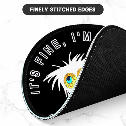 ITNRSIIET Round Mouse Pad with Stitched Edge Premium-Textured Waterproof Non-Slip Rubber Base Desktop Protection Mat Diameter 8.7 inches, Funny Cat
