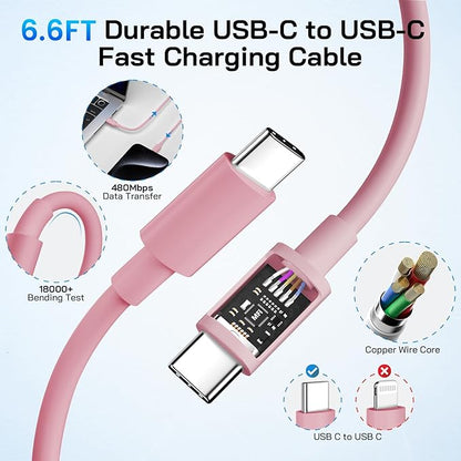 30W USB C i Phone 16 15 Charger Fast Charging, 2PACK Wall Charger for iPhone 16 15 Pro Max Charger Cord 6.6FT Fast Type C Charger Block for iPhone 16/16 Pro/15 Plus/15 Pro/15 Pro Max, iPad Pro, Pink