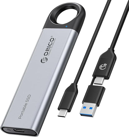 ORICO 256GB External SSD Up to 1050MB/s, Hanging Hole Design Portable Solid State Drive, USB C&A 2 in 1 Cable, Reliable Storage for Type-C Smartphone, Tablets, Laptops - C10