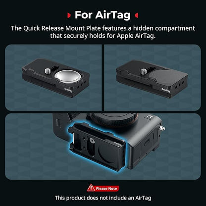 SmallRig Mount Plate for AirTag, Quick Release Camera Mount Baseplate for Arca-Type, Built-in EVA Pad, 1/4"-20 Screws, for Sony A7 III/ A7 IV/ A7C II/ A7C R/A6700 /A6400 /FX30 /FX3 /ZV-E10 II- MD5423