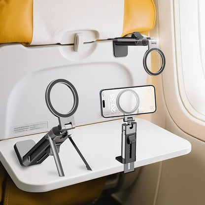 Airplane Phone Holder Mount,360° Adjustable Hands-Free Mount,Handsfree Airport Mount Long Flight Must Haves for Woman Man Fits iPhone 16 15 14 Pro Max Series