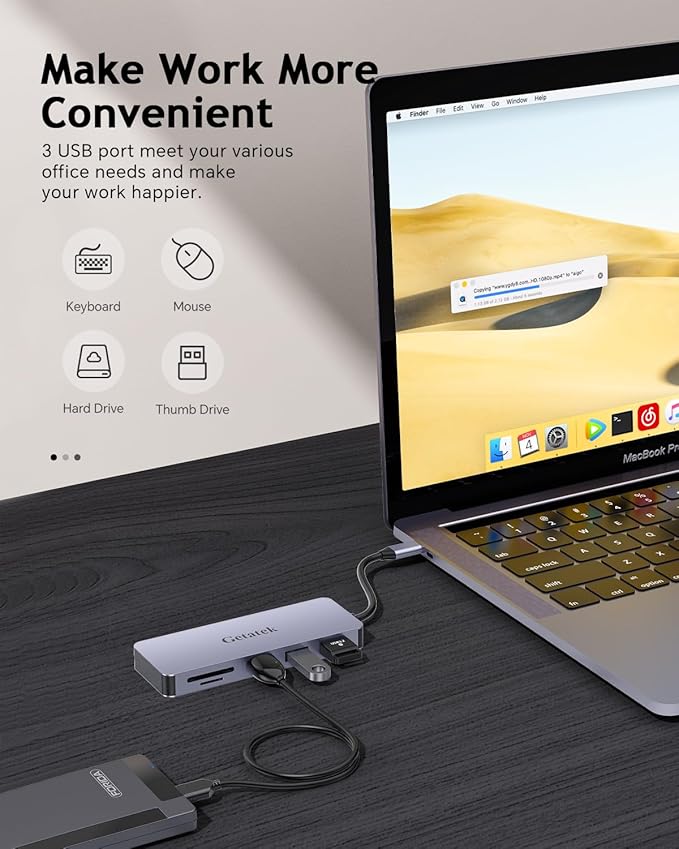 USB C Hub, 7 Ports USB C Multiport Adapter with 4K HDMI, 100W PD Charging, USB 3.0 5Gbps Data Port and 2 USB 2.0，TF/SD Card Reader, for MacBook Air, MacBook Pro, iPhone 15, iPhone 15 Pro Max
